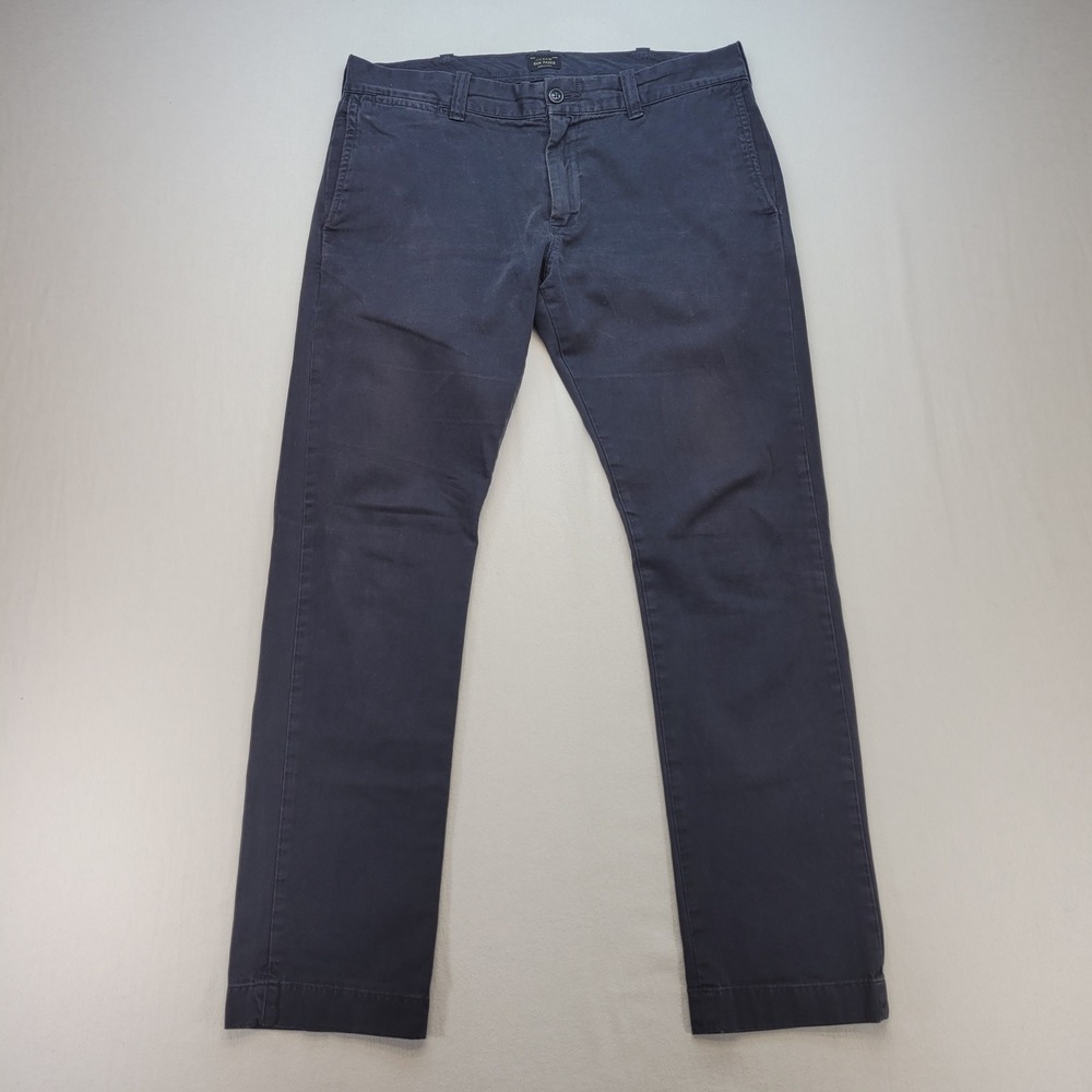 J.Crew 484 Slim Fit Chino Pants Mens 33x32 Navy Blue Sun Faded Cotton Twill